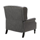 Benjara Jade Oversize Wide Chair Manual Recliner, Dark Button Tuft, Charcoal Gray and Brown Benzara