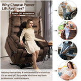 JIKFRIMA Oversized Zero Gravity Power Lift Recliner Chair for Elderly Adults Big Man Electric Lay Flat Recliner Triple Motor with Heat and Massage, Adjustable Seat Height, Arm Storage, Cup Holder JIKFRIMA