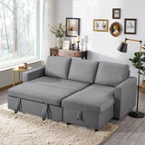 Yaheetech Sleeper Sofa Pull Out Sofa Bed 2 in 1 Sectional Sleeper Couches with Chaise L-Shaped Reversible Daybed with Pull Out Bed & Storage for Living Room Bedroom Apartment Light Gray Yaheetech