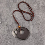 Bjesinmo Wooden Necklaces for Women Long Brown Necklaces Boho Pendant Necklace for Women Ethnic Style Wood Jewelry Necklace Bjesinmo