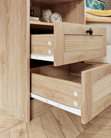 CHOEZON Rattan Nightstand, Boho Side Table, Bedside Table with Charging Station and 2 Drawers, Engineered Wood End Table, for Bedroom, Study, Natural MBZ07UNL CHOEZON