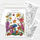 Set of 2 - Adult Coloring Book Seasonal Blossoms & Mandalas with Exquisite Patterns, Ideal Art for Women & Teens, Markers Recommended, Thick Paper, Spiral Bound, Anxiety and Depression, VKYE