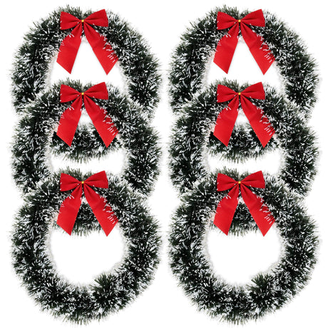 Gift Boutique 6 Christmas Front Door with Red Bow 13" Winter Decoration Wall Decor Hanging Wreaths Kitchen Decorations Artificial Home Decor Holiday Indoor Window Gift Boutique