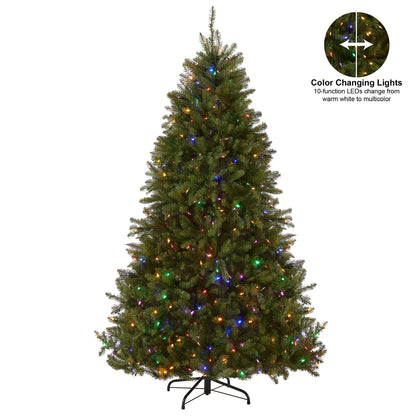 National Tree Company Pre-Lit Artificial Full Christmas Tree, Green, Dunhill Fir, Dual Color LED Lights, Includes Stand, 7.5 Feet, Dual Colored Lights