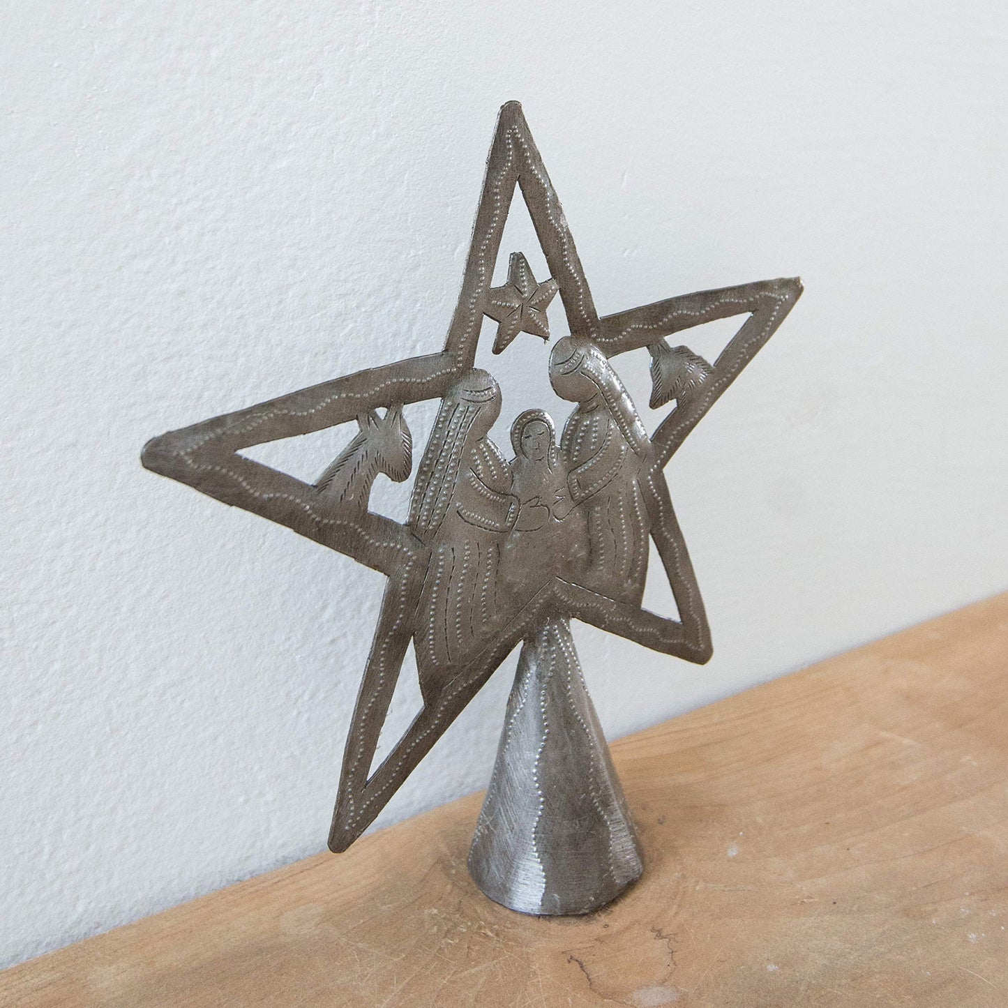 Vineworks Christmas Tree Topper (Star Tree Topper) for Christmas Decorations - Nativity | Haitian Steel Metal Drum Art