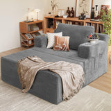 Homall Oversized Chaise Lounge Chair, Cloud Couch with Fluffy Upholstered, Deep Seat Sleeper Sofa Bed with Two Cup Holders, Comfy Boneless Couch No Assembly Required for Living Room, Apartment (Grey) Homall