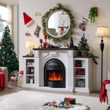 Electric Fireplace with Mantel, 76" Electric Fireplace, Birdcast Fireplaces Entertainment Center TVs Up to 90", Fireplaces TV Stand with 30" Insert Heater with 3D Flame for Living Room, 1400W/750W LIDYUK