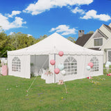 EROMMY 20x20ft Pole Party Tent, Weekend Canopy Heavy Duty with Sidewalls, 2 Doors, Carry Bags, PVC Fire Retardant Outdoor Canopies for 62 People, Large Tents for Parties, Events, Weddings, White EROMMY