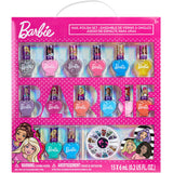 Townley Girl Barbie Movie 18 Piece Set Kids Water-Based Nail Polish Set, Includes Nail Polish, Nail Gems, Nail File for Age 3+, Parties Birthday Townley Girl