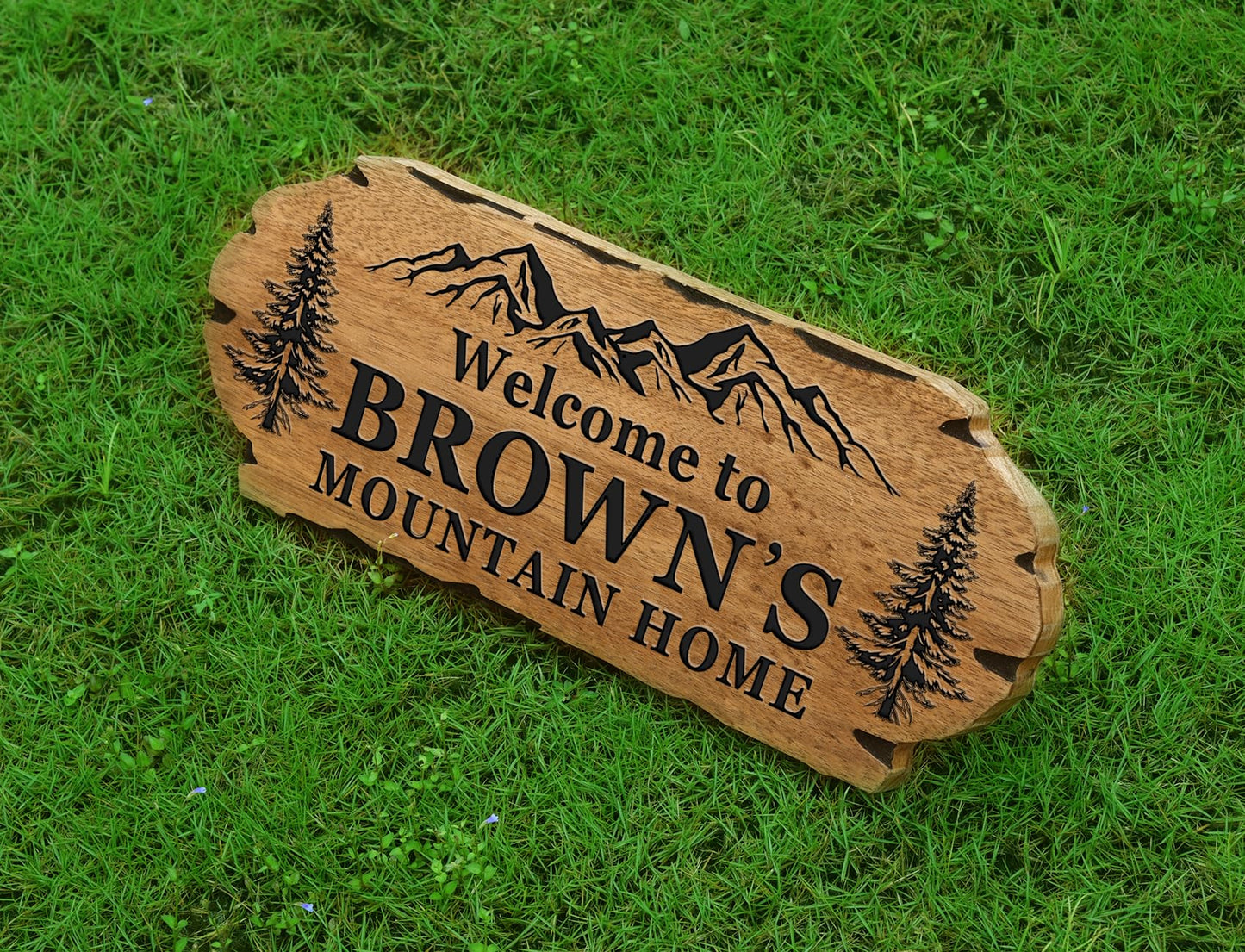 Personalized Cabin Sign - Rustic Wood Welcome Sign for Outdoor & Home Wall Decor - Customizable Farmhouse Decor, Backyard Sign & 3D Carving Wood Sign.3D carved decorative wooden plaques. - WoodArtSupply