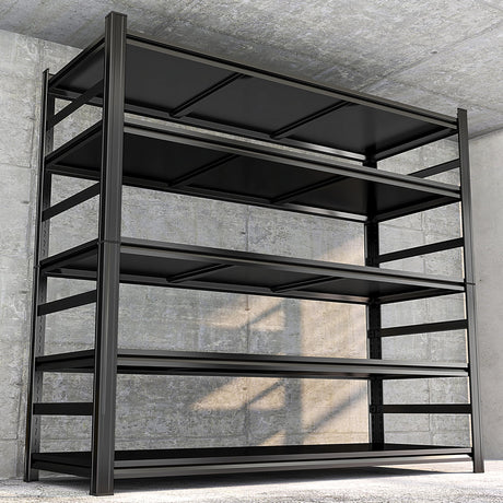 87" H Garage Shelving Unit and Storage, 48"W Heavy-Duty Adjustable Shelf Easy Assembly, 5-Tier Steel Shelves for Storage, Metal Garage Shelving for Industrial, Warehouse, Basement, Pantry, Black PRESTELION