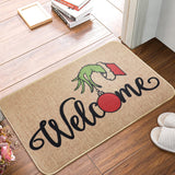 Erweicet Christmas Door Mat Xmas Welcome Christmas Mat Non-Slip and Washable Winter Doormat Rubber Back Snowflakes Door Mat Rugs for Indoor Outdoor(Green Hand Pattern) Erweicet