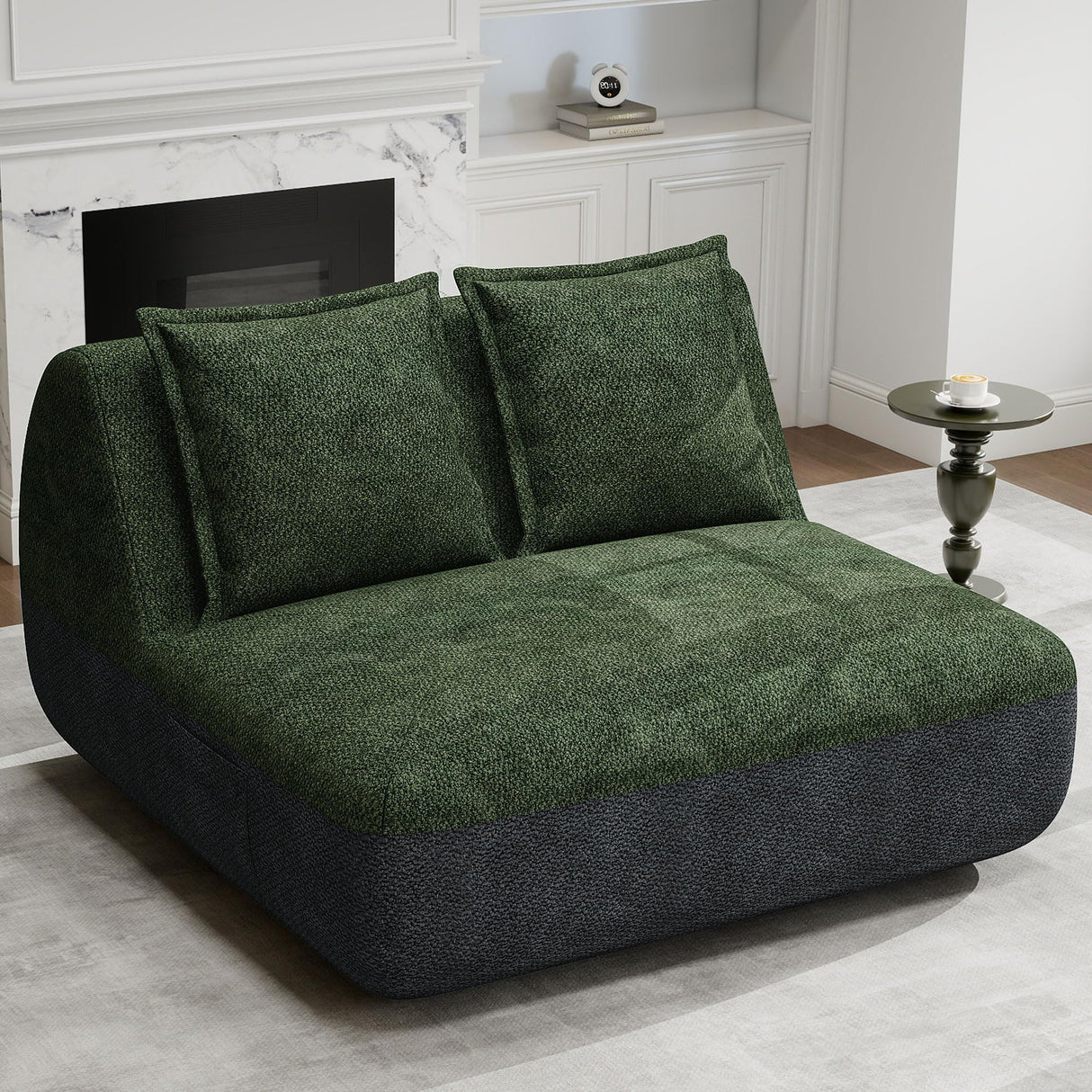 Hobestluk Small Sofa Small Couches for Living Room, Comfy Memory Foam Couch, Mini Sofa with Side Pocket for Living Room, Bedroom (Grey+Green) Hobestluk