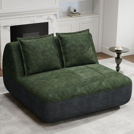 Hobestluk Small Sofa Small Couches for Living Room, Comfy Memory Foam Couch, Mini Sofa with Side Pocket for Living Room, Bedroom (Grey+Green) Hobestluk