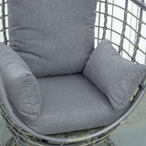 Outsunny Wicker Egg Chair, 360 Rotating Indoor Outdoor Boho Basket Seat with Cushion and Pillows for Backyard, Porch, Patio, Garden, Handwoven All-Weather PE Rattan, Steel Frame, Gray Outsunny