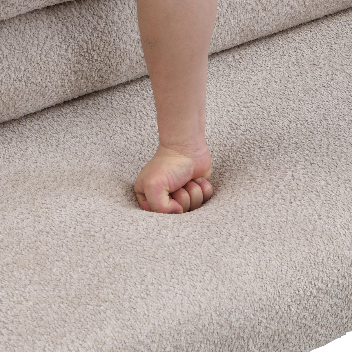 Christopher Knight Home Wally Boucle Upholstered Dining Bench, Modern Large Dining Room Chair, Entryway Ottoman Bench, Bedroom End of Bed Seating, Armless Desing and Wooden Frame, Light Gray+Natural Christopher Knight Home