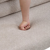 Christopher Knight Home Wally Boucle Upholstered Dining Bench, Modern Large Dining Room Chair, Entryway Ottoman Bench, Bedroom End of Bed Seating, Armless Desing and Wooden Frame, Light Gray+Natural Christopher Knight Home