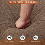 OUYESSIR U Shaped Cloud Sectional Couch, 124" Fluffy Modular Sofa Set with Double Chaise Lounge Central Console & USB Port, Comfy Chenille Big Sectional Couches for Living Room, Brown OUYESSIR