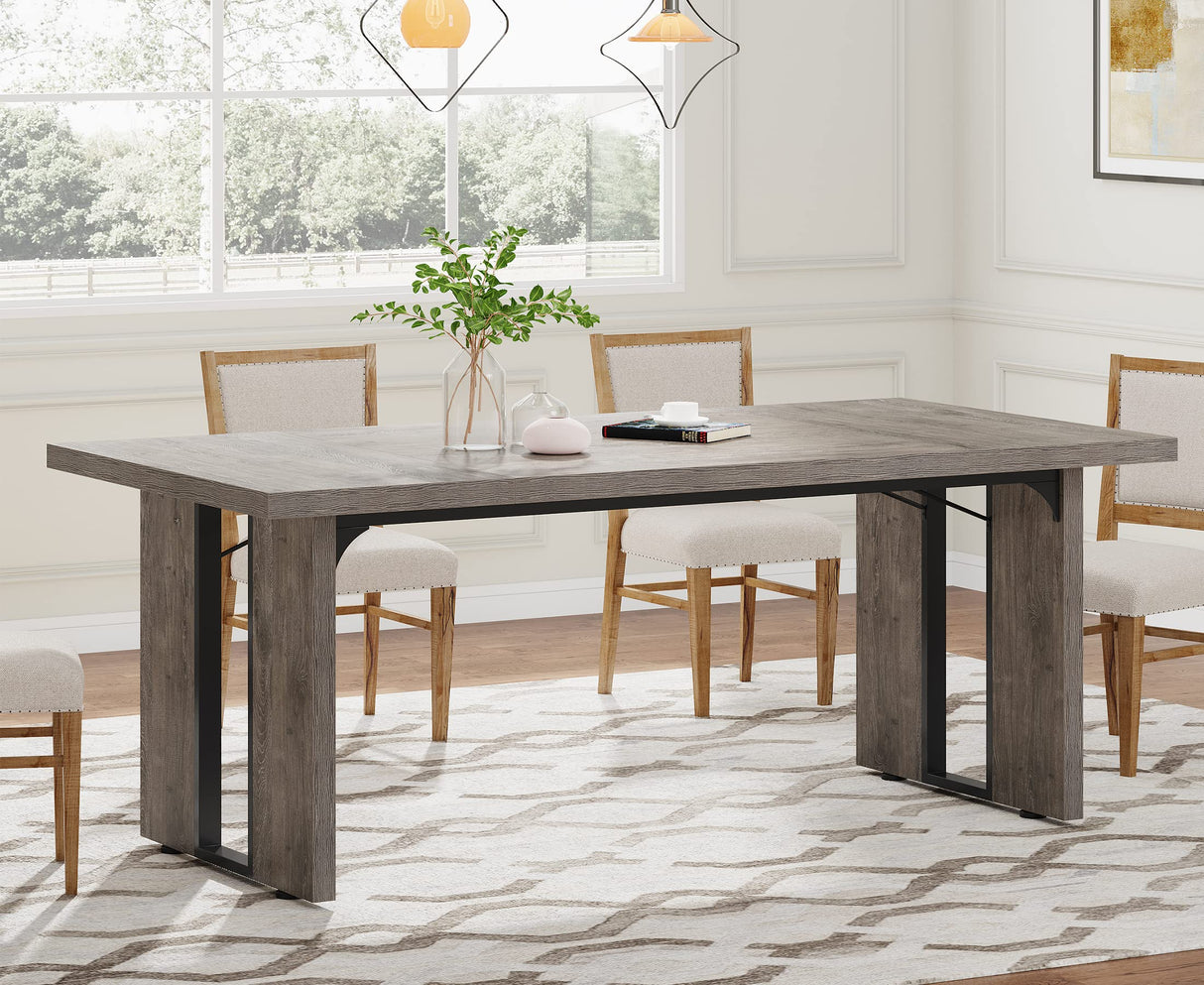 Tribesigns 71" Large Dining Table for 6 to 8 People, Rustic Farmhouse Style Dinner Table, Rectangular Dining Table for Kitchen, Dining Room & Living Room Tribesigns