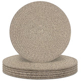 Round Placemats Set of 6, Cotton Rope Woven Table Mats, Hot Pads for Kitchen, Non Slip Heat Resistant Place Mats, 13 Inches Braided Placemat for Farmhouse Decor and Kitchen Table Decor (Brown) Jukercici