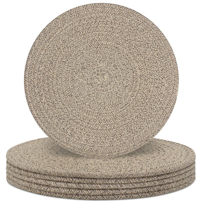 Round Placemats Set of 6, Cotton Rope Woven Table Mats, Hot Pads for Kitchen, Non Slip Heat Resistant Place Mats, 13 Inches Braided Placemat for Farmhouse Decor and Kitchen Table Decor (Brown)