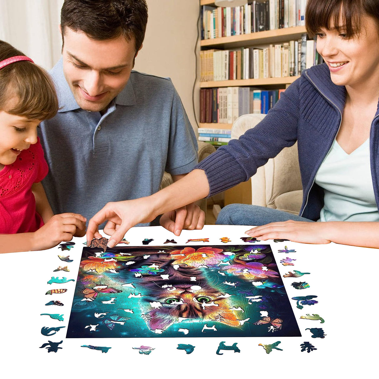 Mys Aurora Wooden Puzzles, Kitten in Dream Wooden Jigsaw Puzzles 500 Piece, Unique Luxurious Shaped Wood Puzzle for Adults and Kids, Best Gift for Birthday 11.2 x 11.2 Inch Mys Aurora