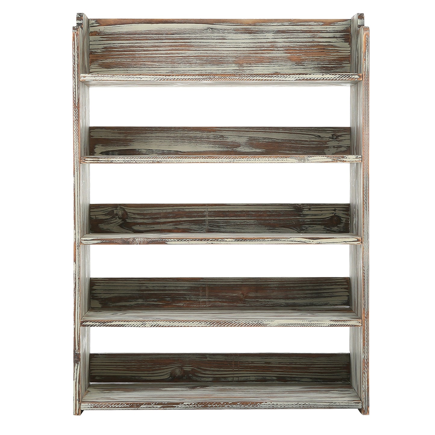 MyGift 5 Tier Rustic Torched Wood Entryway Shoe Rack Storage Shelves, Closet Organizer Shelf - WoodArtSupply