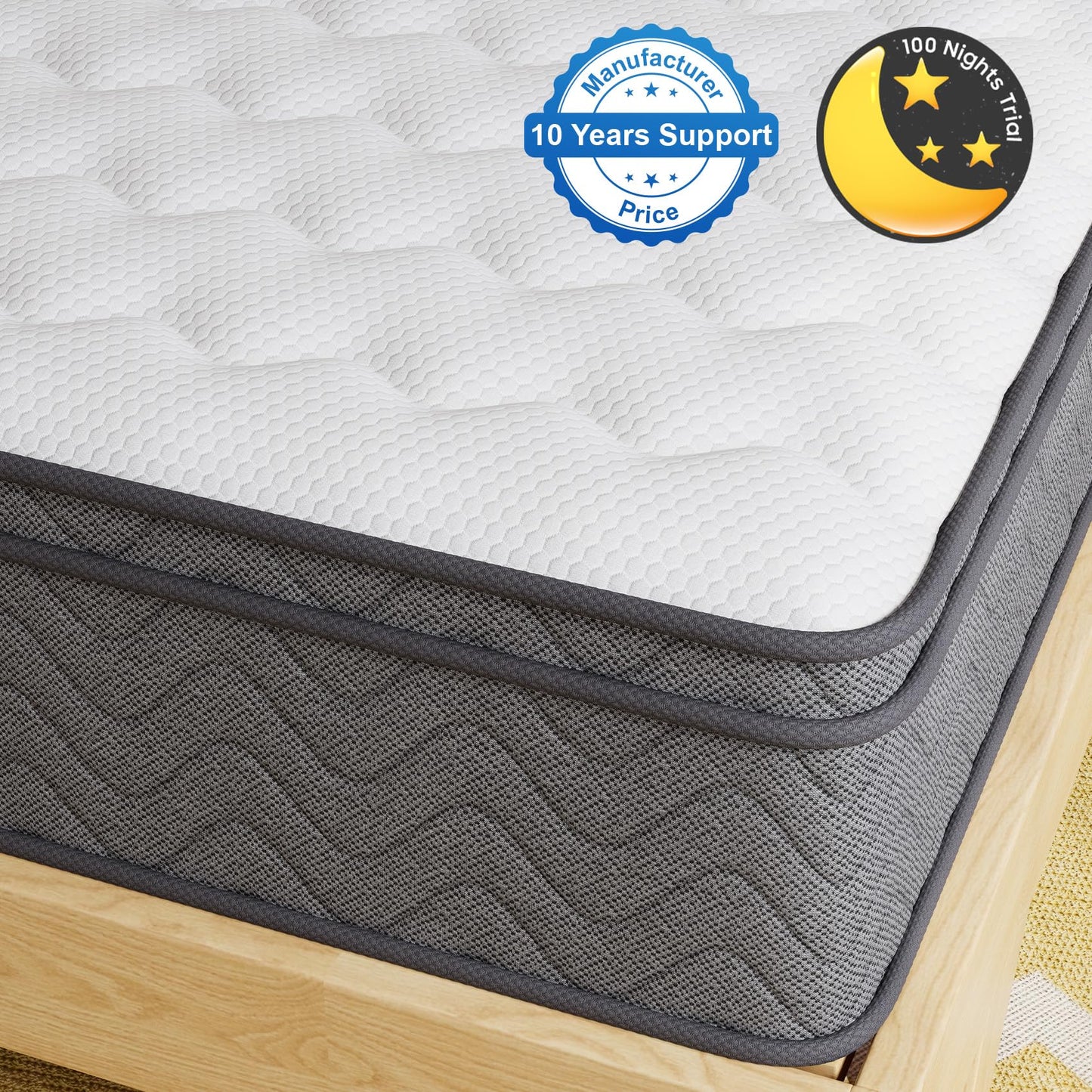 PHYAIR Full Mattress, 14 Inch Innerspring Hybrid Mattress in a Box, Individually Pocket Coils for Motion Isolation & Cool Sleep, Queen Bed for Back Pain,CertiPUR-US,100 Nights Trial