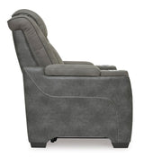 Signature Design by Ashley Next-Gen DuraPella Modern Faux Leather Power Recliner with Adjustable Headrest, Gray Signature Design by Ashley