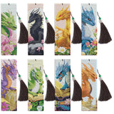 Dragon Diamond Art Bookmarks Kit: 8 Pcs Diamond Painting Bookmark with Tassels, Fantastic Dragon Book Marks for Book Lovers, Gifts for Reading Men DIY Crafts CRASHOT