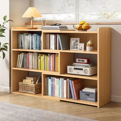 Cmishe Expandable 4-Tier Wooden Bookshelf for Small Spaces - Modern Natural Finish - WoodArtSupply