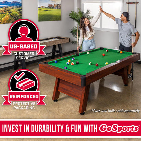 GoSports 7 ft Pool Table with Wood Finish - Billiards Game Room Table for Adults & Family - Accessories Not Included GoSports