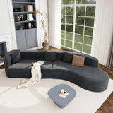 VnndeNest 125" Curved Sofa，Modern Half Moon Sectional Sofa, Comfy Chenille Fabric Upholstered Minimalist Sofa with 3 Pillows, 3 Seater Cloud Couch for Living Room, Apartment, Free Installation，Grey VnndeNest