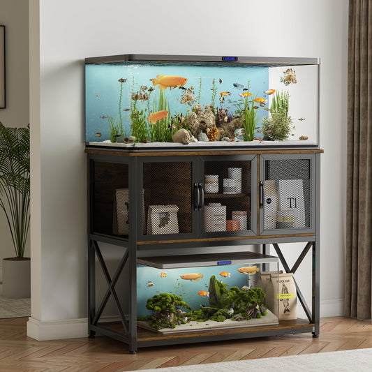 40-50 Gallon Aquarium Stand Metal Frame Fish Tank Stand with Cabinet Storage, for 40 Gallon Long Aquarium,37" L*19" W Tabletop,660LBS Capacity