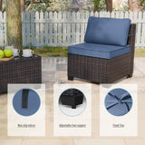 ALAULM 10 Pieces Patio Furniture Set with 2 Swivel Chairs Wicker Patio Conversation Set, Outdoor Sectional Furniture w/Coffee Table & Washable Seat Cushions-Dark Blue ALAULM