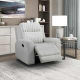 Lexicon Modern Recliner Chair for Living Room, Manual Wall Hugger Textured Microfiber Reclining Chair, Plush Corduroy Channel Seat Back, Manual Recliner, Light Gray Lexicon
