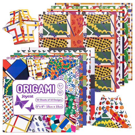 Origami Paper 6x6 Inch Double Sided - 50 Sheets Vintage Masterpiece Oil Painting Patterns - Adult Origami Kit for Arts & Crafts JoyCat