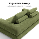 LIKIMIO Convertible Sleeper Sofa Bed Floor Sofa 3-in-1 No Assembly, Foldable Mattress with Corduroy Upholstery Green, Lounge Loveseat Couch for Living Room Studio Guest Room LIKIMIO