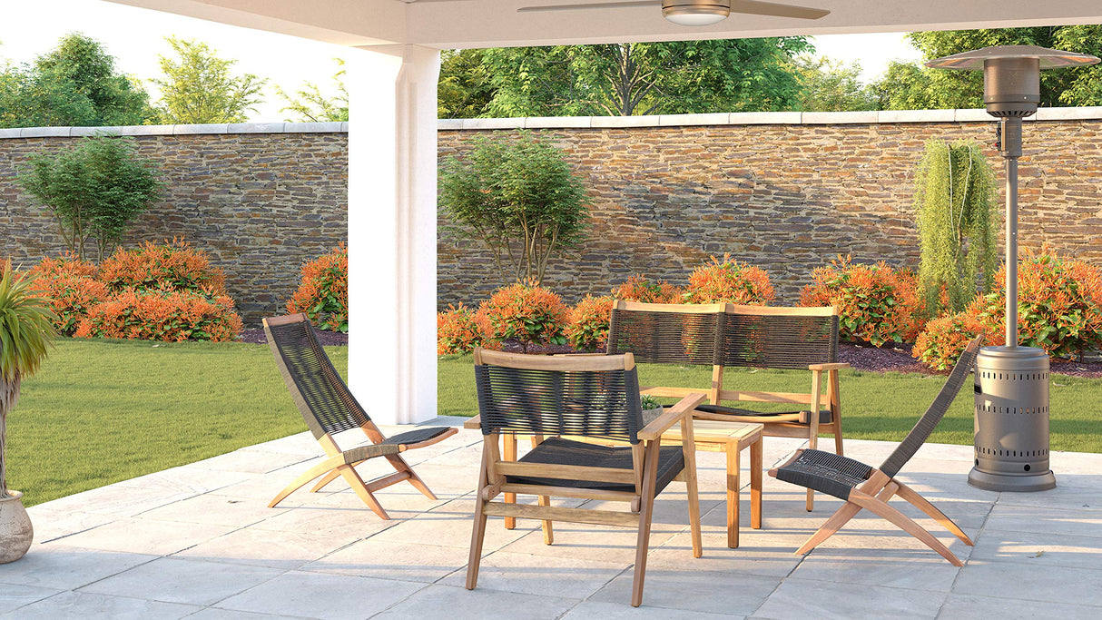 Balkene Home 63368 Kingsmen Loveseat Bench Mid Century Modern Wooden Bench Living Room Bedroom Patio Porch Poolside Entryway Hallway Indoors & Outdoors Solid Wood Construction Warm Teak Tones Balkene Home