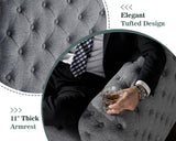 Jocisland 92-Inch Modern Sofa - Oversized 3 Seater Couch With Wide Armrest, Button Tufted for Living Room, Grey Linen Jocisland