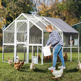 110'' Large Catio Outdoor Cat Enclosure,2 in 1 Cat Enclosure & Walk in Large Chicken Coop, Pet Cage Playpen with Weatherproof Roof, Multiple Platforms, Bouncy Bridges & Resting Houses White-1 BouPower