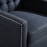 Push Back Recliner Chair,Easy Chairs for Small Spaces,Comfy Armchair,Reading Recliner Chairs for Adults,Living Room Accent Chair, Wingback and Rivets Design for Modern Recliner Chair(Black) NITYASUNDARA