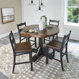 Signature Design by Ashley Valebeck Casual Rustic Counter Height Bar Stool with Contoured Seat and Footrest, Set of 2, Wood, 24" High, Black & Dark Brown Signature Design by Ashley