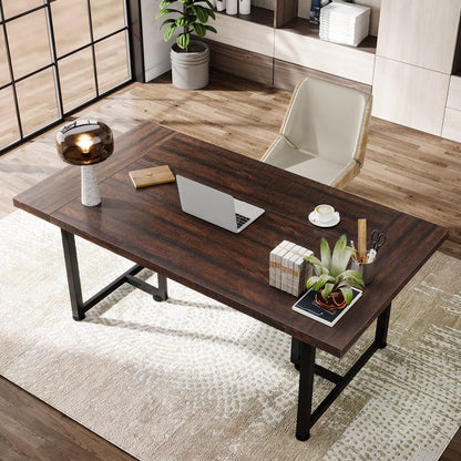 Tribesigns Conference Table 6FT Meeting Table, Large Table Boardroom Desk Seminar Table Rectangular Meeting Room Table for Office Conference Room, 70.8L x 31.5W x 29.5H, Rustic Brown & Black - WoodArtSupply