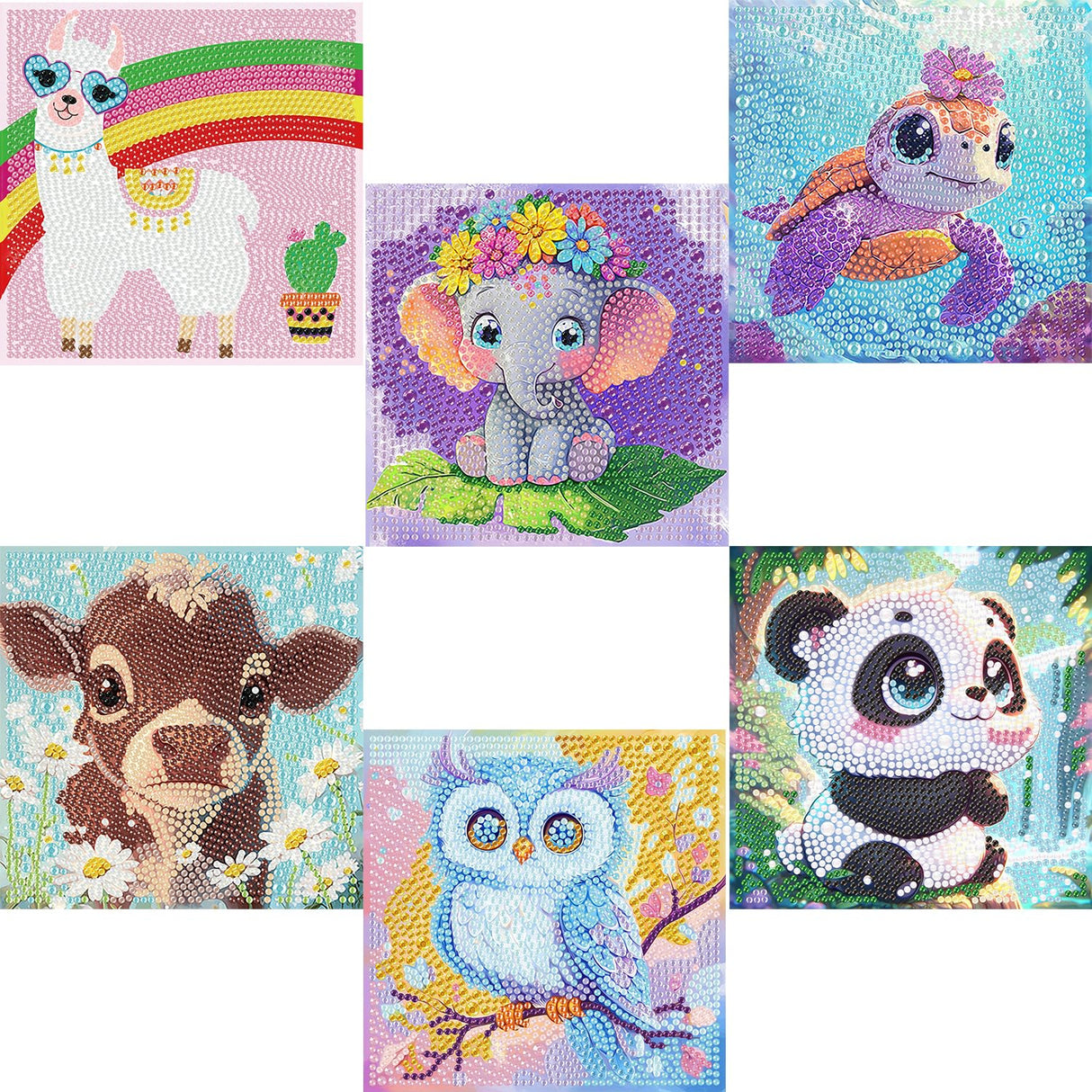 6 Pack 5D Cow Diamond Painting Kits for Kids Beginners,Cute Animals DIY Diamond Art Kit for Kids,Full Round Drill Big Gem Art for Kid,Home Wall Decoration 6X6 inch Acelii