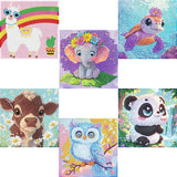6 Pack 5D Cow Diamond Painting Kits for Kids Beginners,Cute Animals DIY Diamond Art Kit for Kids,Full Round Drill Big Gem Art for Kid,Home Wall Decoration 6X6 inch Acelii