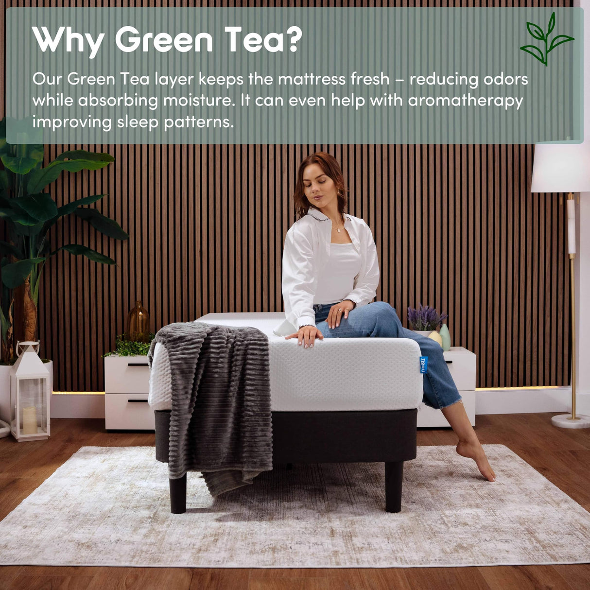 Nestl Green Tea Twin Mattress 8 Inch - Cooling Graphite Memory Foam Twin Mattress for Kids, Fiberglass Free Twin Bed Mattress in A Box, Pressure Relief Supportive Bed in A Box, CertiPur-US Certified Nestl