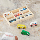 Melissa & Doug Town Vehicles Set in Wooden Tray (9 pcs) Melissa & Doug
