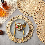 Zopeal 16 Pieces 11 Inches Woven Round Placemats Rattan Chargers Wicker Boho Placemats Natural Braided Table Mats Corn Husk Place Mats Wicker Charger Plates for Wedding(Solid) Zopeal
