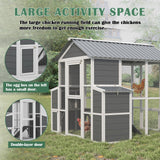 YOPTO Outdoor Wooden Chicken Coop for 10 Chickens,Large Hen House Poultry Habitat Pet Hutch Run Cage with 2 Chicken Nesting Boxes,Walk in Chicken Coops Run W/Ramp and Run,Waterproof Roof,(80"×82"×69") YOPTO